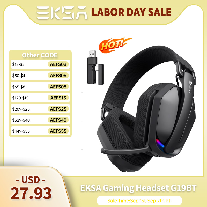 Gaming Headset Rgb - Cuffie da Gaming Wireless EKSA G19BT